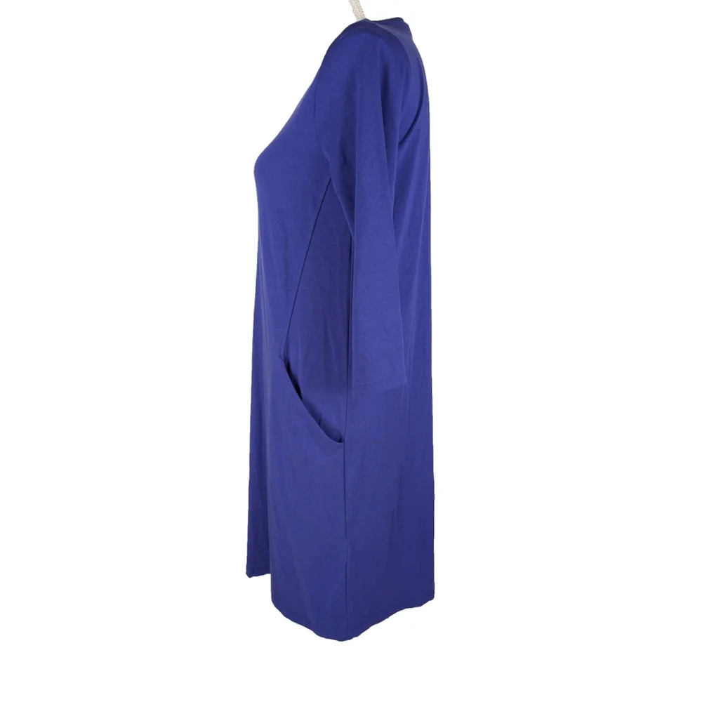 NWT Eileen Fisher 2XS Blue Knit Midi Dress Classic Staple Oversized Lagenlook